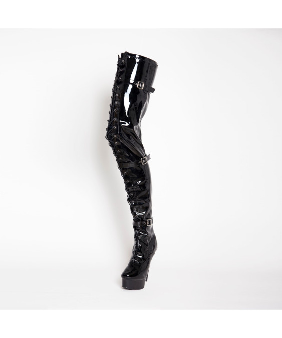 CUISSARDE VINYLE NOIR LACET + SANGLE