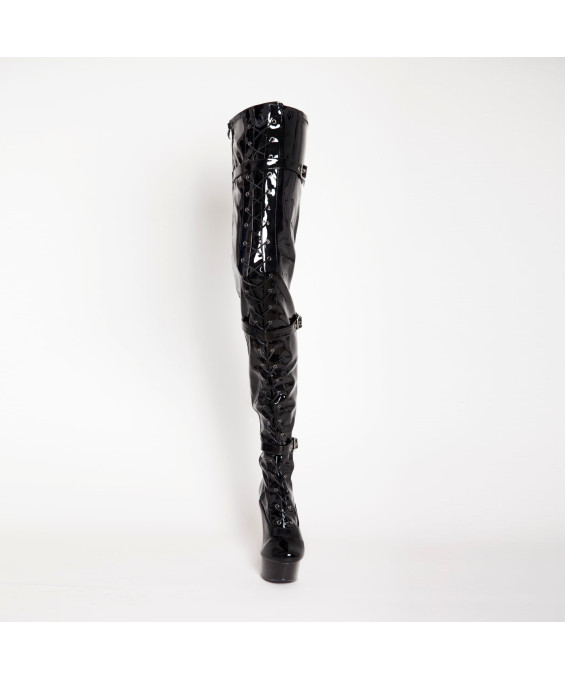 CUISSARDE VINYLE NOIR LACET + SANGLE
