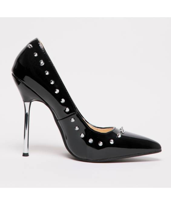 ESCARPIN VINYLE NOIR CLOUTÉ