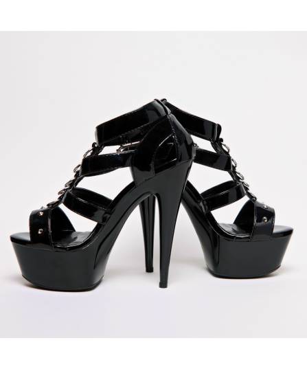 CHAUSSURES VINYLE NOIR LANIERES + ANNEAUX