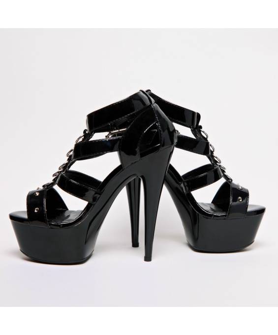 CHAUSSURES VINYLE NOIR LANIERES + ANNEAUX