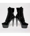 BOTTINES VINYLE NOIR PLATE FORME LACET
