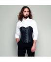 Corset en vrai cuir noir véritable