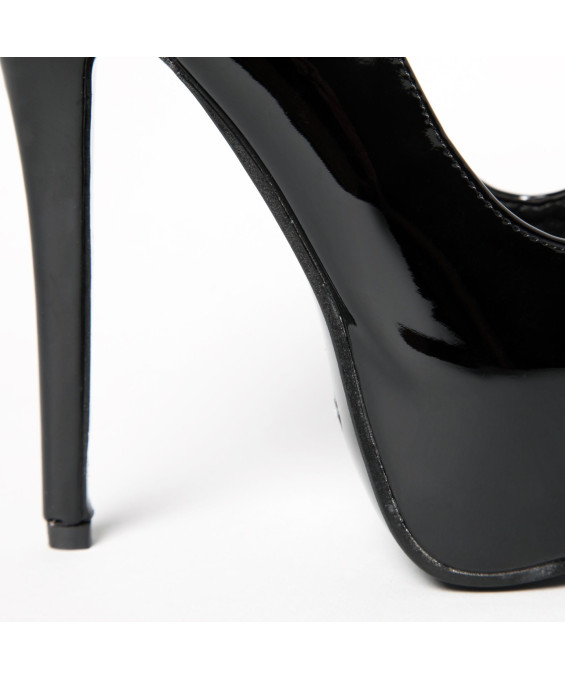 ESCARPIN PLATEFORME VINYLE NOIR