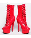 Bottine plateforme vinyle rouge