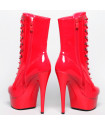 Bottine plateforme vinyle rouge