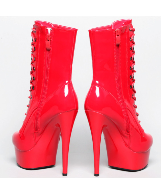 Bottine plateforme vinyle rouge
