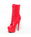 Bottine plateforme vinyle rouge