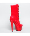Bottine plateforme vinyle rouge