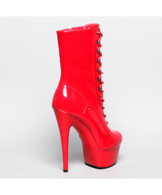 BOTTINE PLATEFORME VINYLE ROUGE
