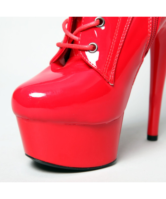 Bottine plateforme vinyle rouge