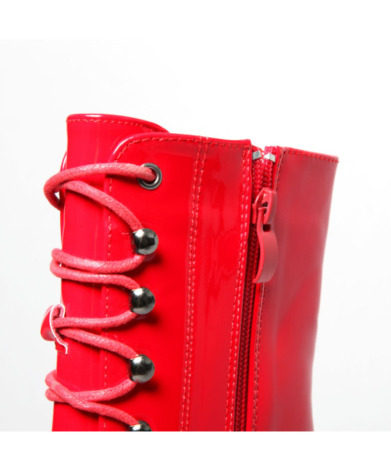 Bottine plateforme vinyle rouge