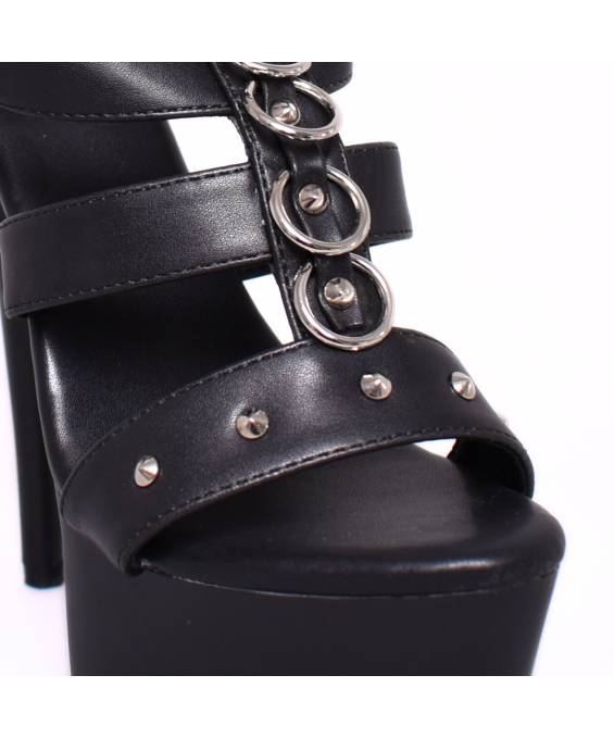 SCHUHE MATT SCHWARZ RIEMCHEN + RINGE