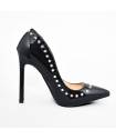ESCARPIN VINYLE NOIR CLOUTÉ TALON NOIR