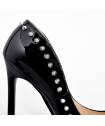 ESCARPIN VINYLE NOIR CLOUTÉ TALON NOIR