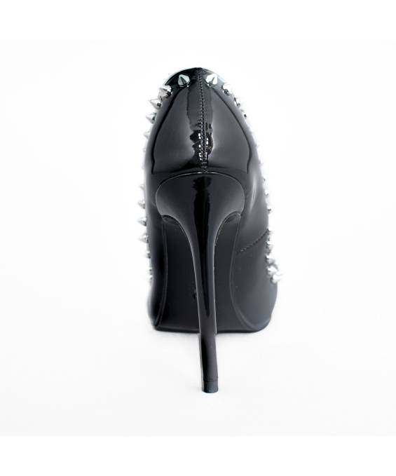 ESCARPIN VINYLE NOIR CLOUTÉ TALON NOIR