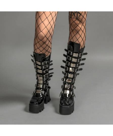 DRAKO-BOTTINES VINYLE BOUCLES MÉTAL