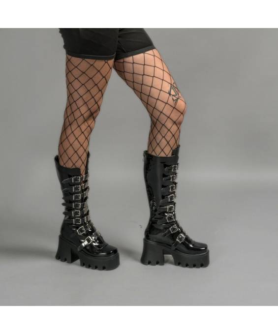 DRAKO-BOTTINES VINYLE BOUCLES MÉTAL