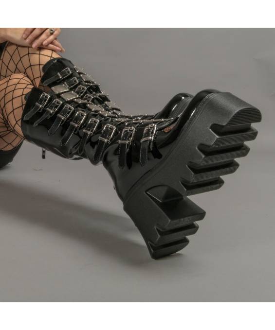 DRAKO-BOTTINES VINYLE BOUCLES MÉTAL