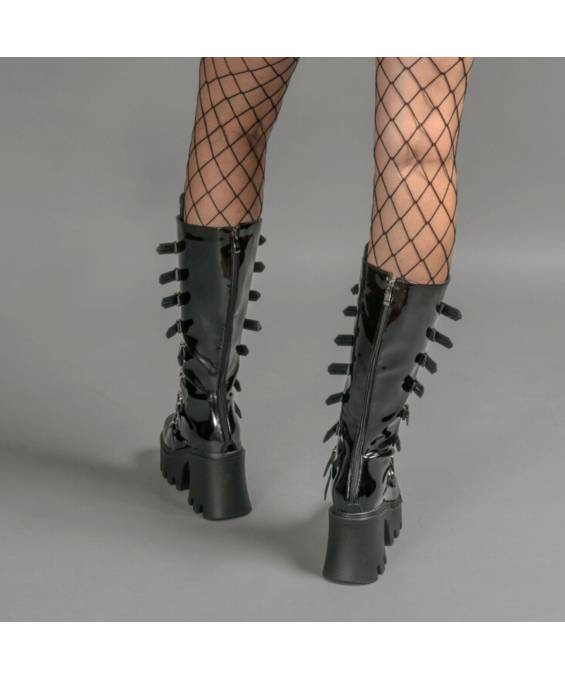 DRAKO-BOTTINES VINYLE BOUCLES MÉTAL