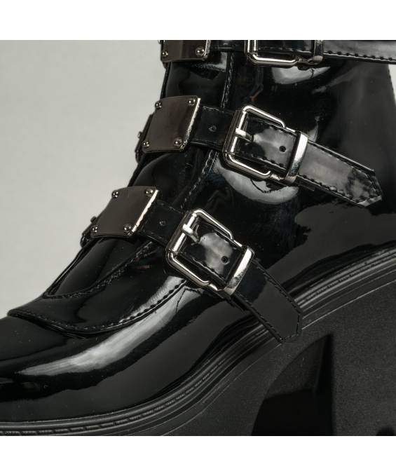 DRAKO-BOTTINES VINYLE BOUCLES MÉTAL