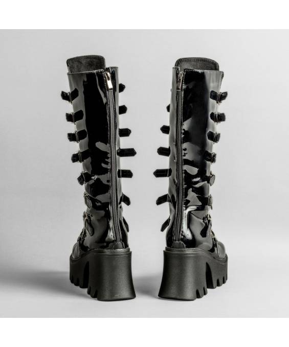 DRAKO-BOTTINES VINYLE BOUCLES MÉTAL