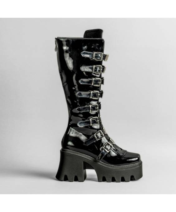 DRAKO-BOTTINES VINYLE BOUCLES MÉTAL