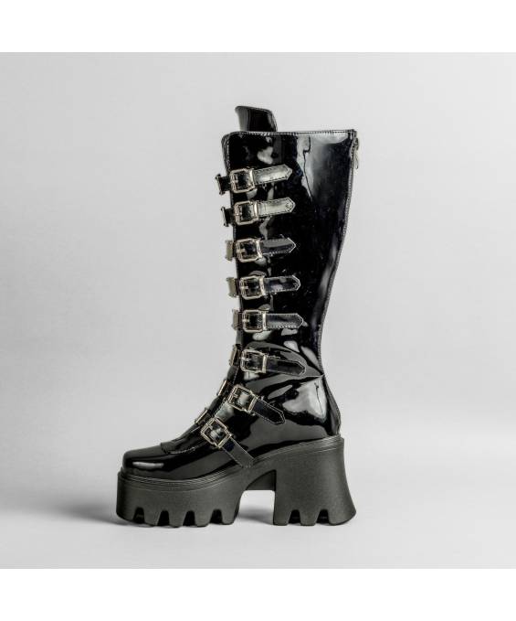 DRAKO-BOTTINES VINYLE BOUCLES MÉTAL