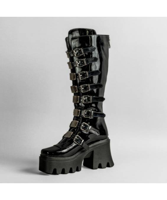 DRAKO-BOTTINES VINYLE BOUCLES MÉTAL
