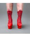 BOTTINES VINYLE ROUGE PLATE FORME LACET