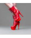 BOTTINES VINYLE ROUGE PLATE FORME LACET