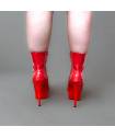 BOTTINES VINYLE ROUGE PLATE FORME LACET
