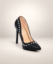 ESCARPIN VINYLE NOIR CLOUTÉ TALON NOIR