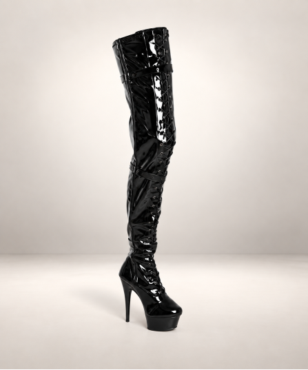 CUISSARDE VINYLE NOIR LACET + SANGLE