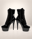 BOTTINES VINYLE NOIR PLATE FORME LACET