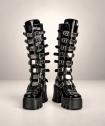 Drako Gothic Vinyl Plateau-Ankle-Boots – Demonia Shoes