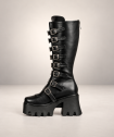Drako Gothic Plateau-Ankle-Boots aus Kunstleder – Demonia Shoes
