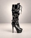 Stivali con plateau gotici sacri in vinile nero – Demonia Shoes